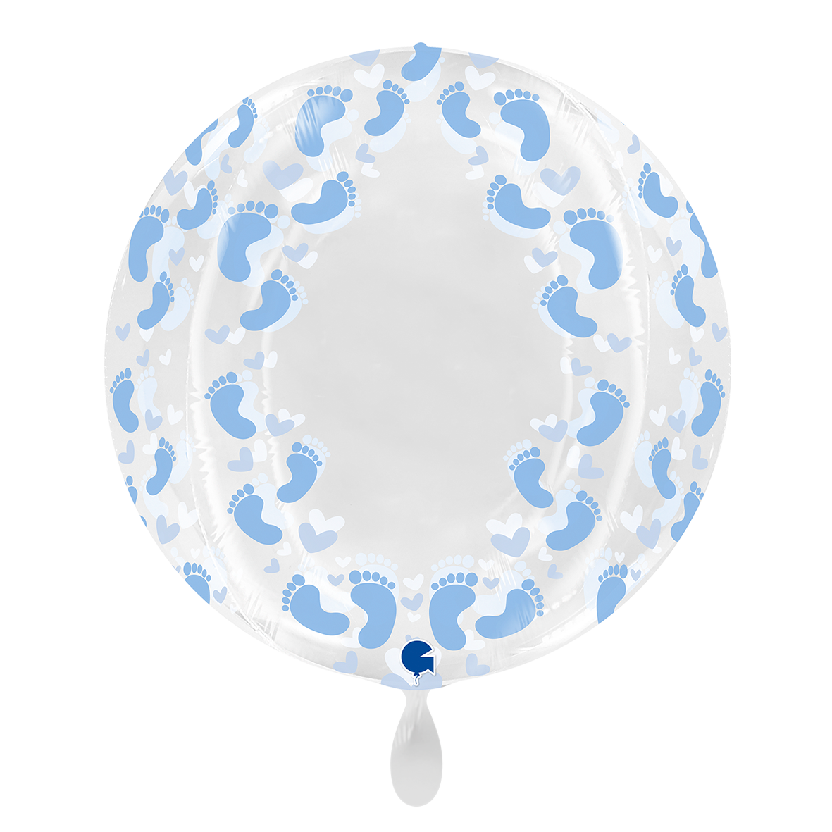 1 Ballon 4D XXL - Globe - Transparant Blauwe Voetafdruk