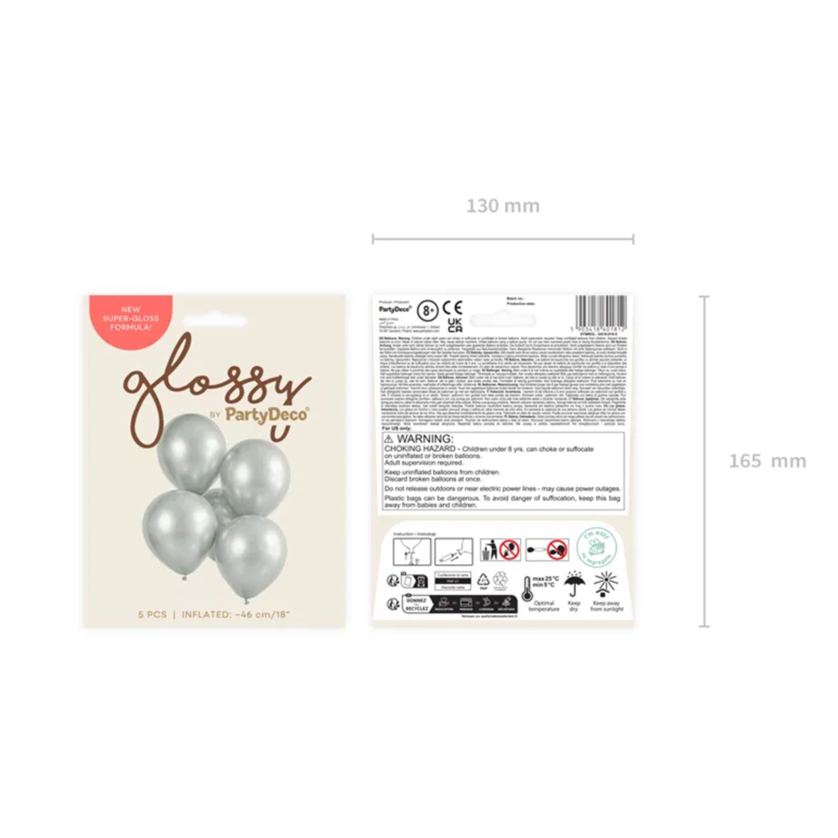 5 Ballons - Ø 46cm - Brillant - Argent