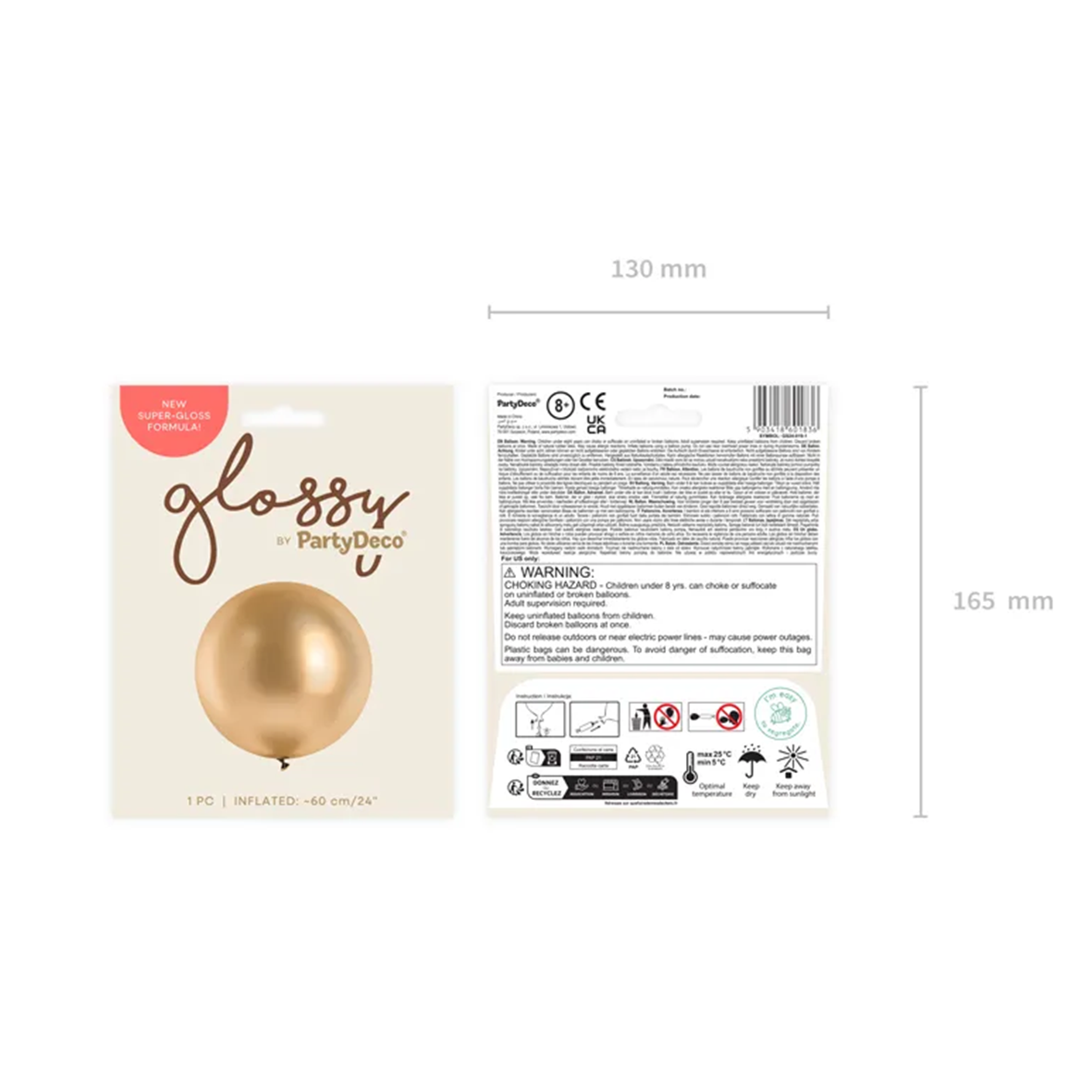 1 reuzenballon - Ø 60cm - glanzend - goud