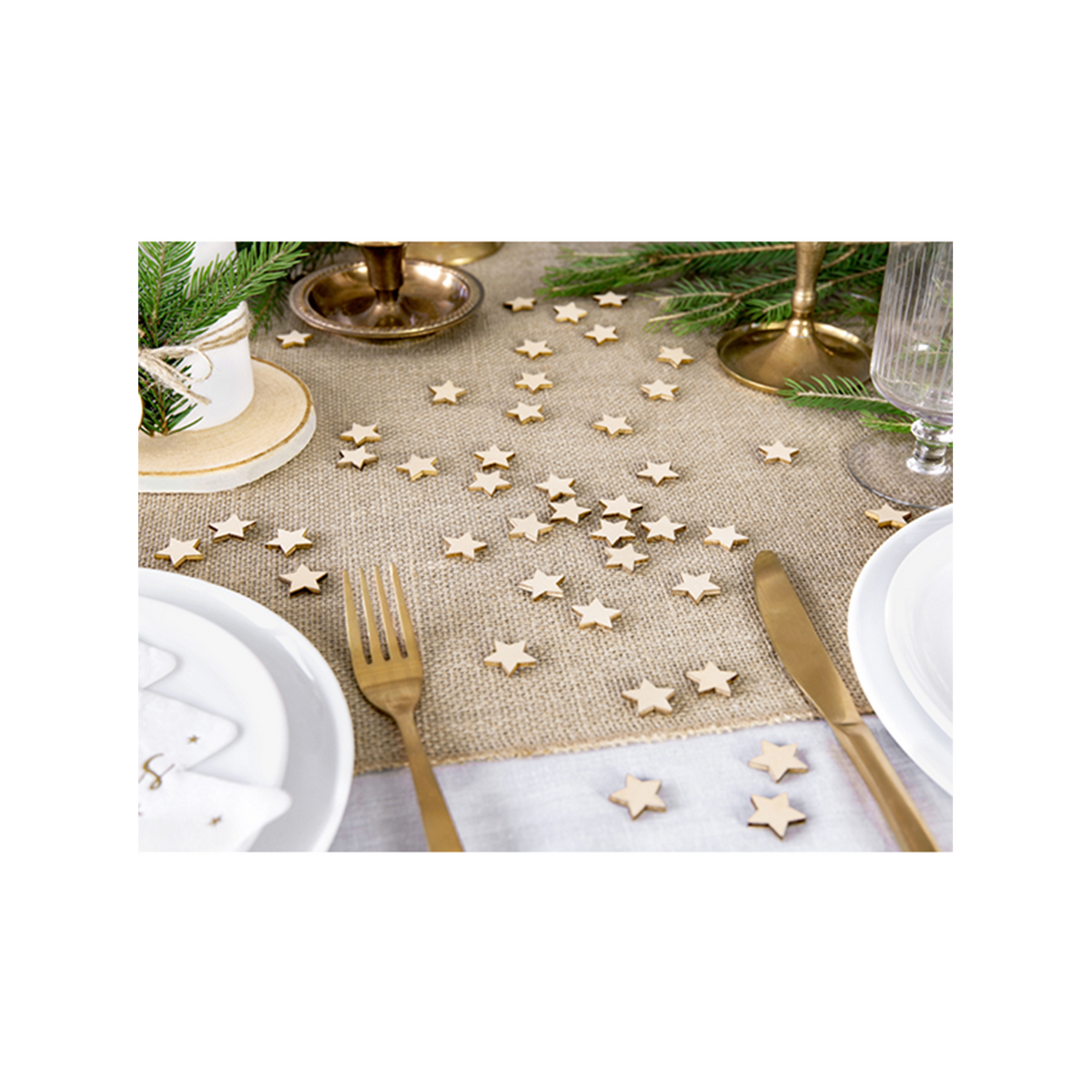 50 confettis en bois - étoiles