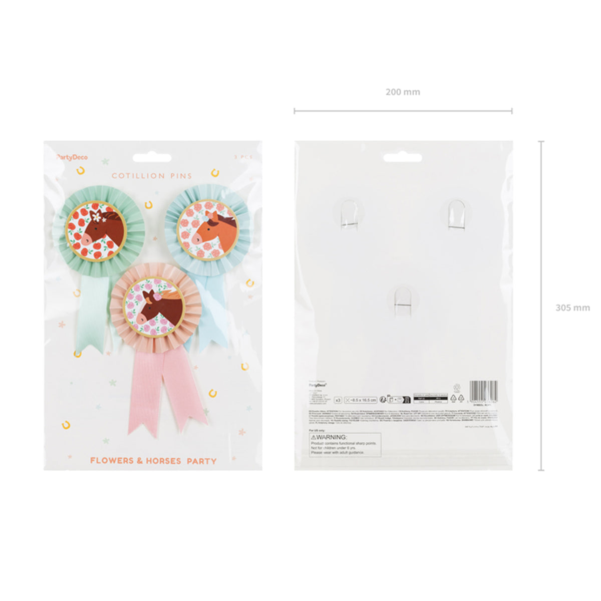 3 rosettes à épingler - Chevaux