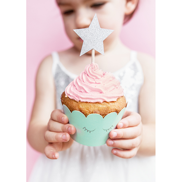 6 Cake Topper - Étoiles - Argenté
