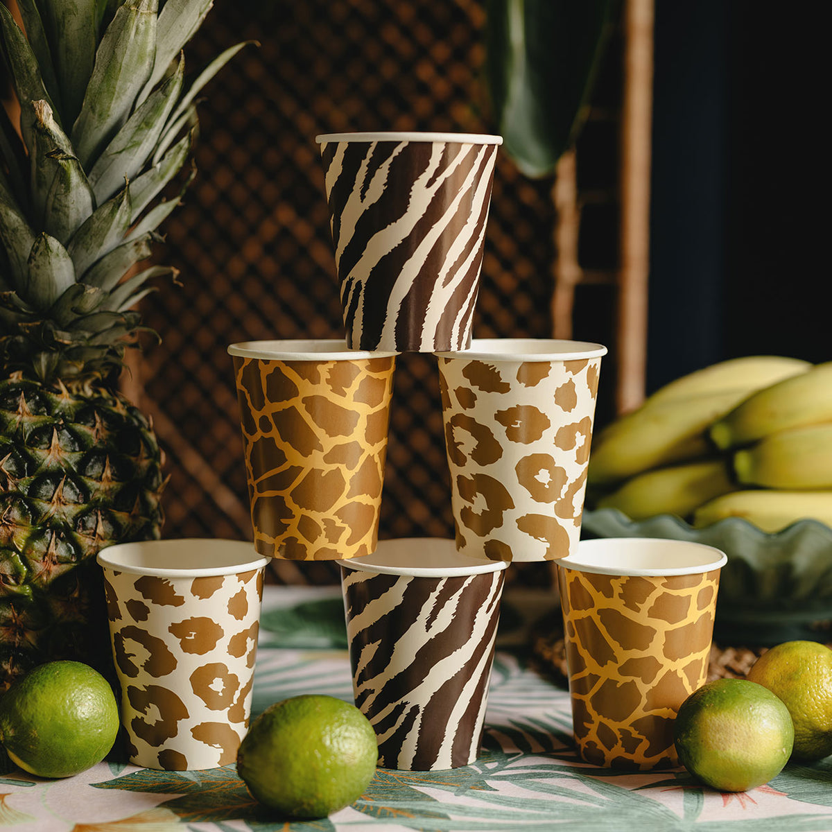 6 gobelets en carton - Safari avec motif animal