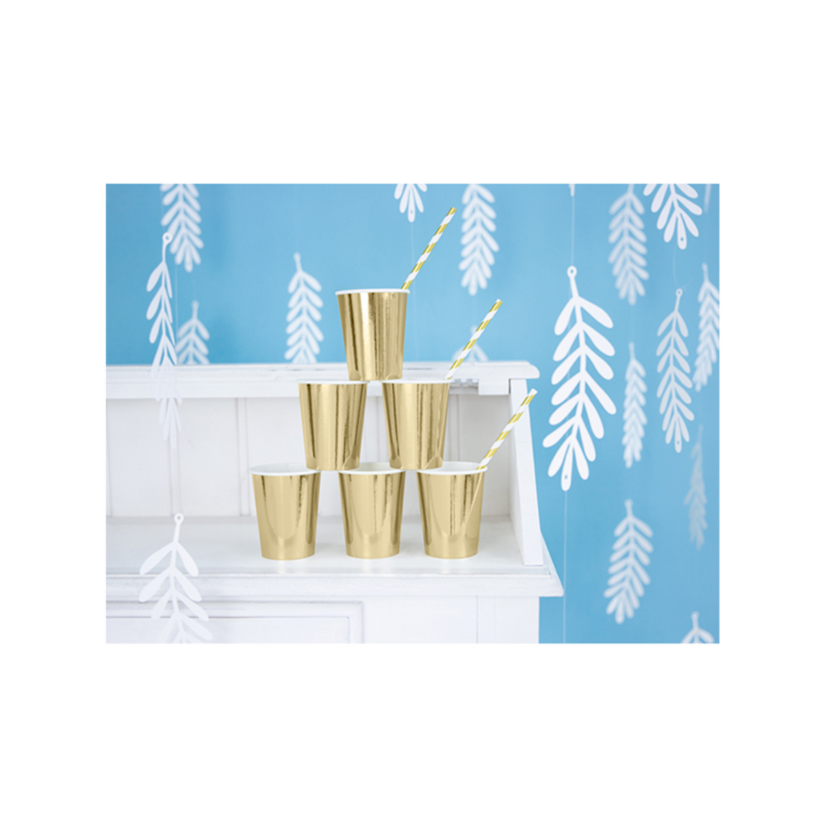 6 gobelets en carton Tendance - 220ml - Doré