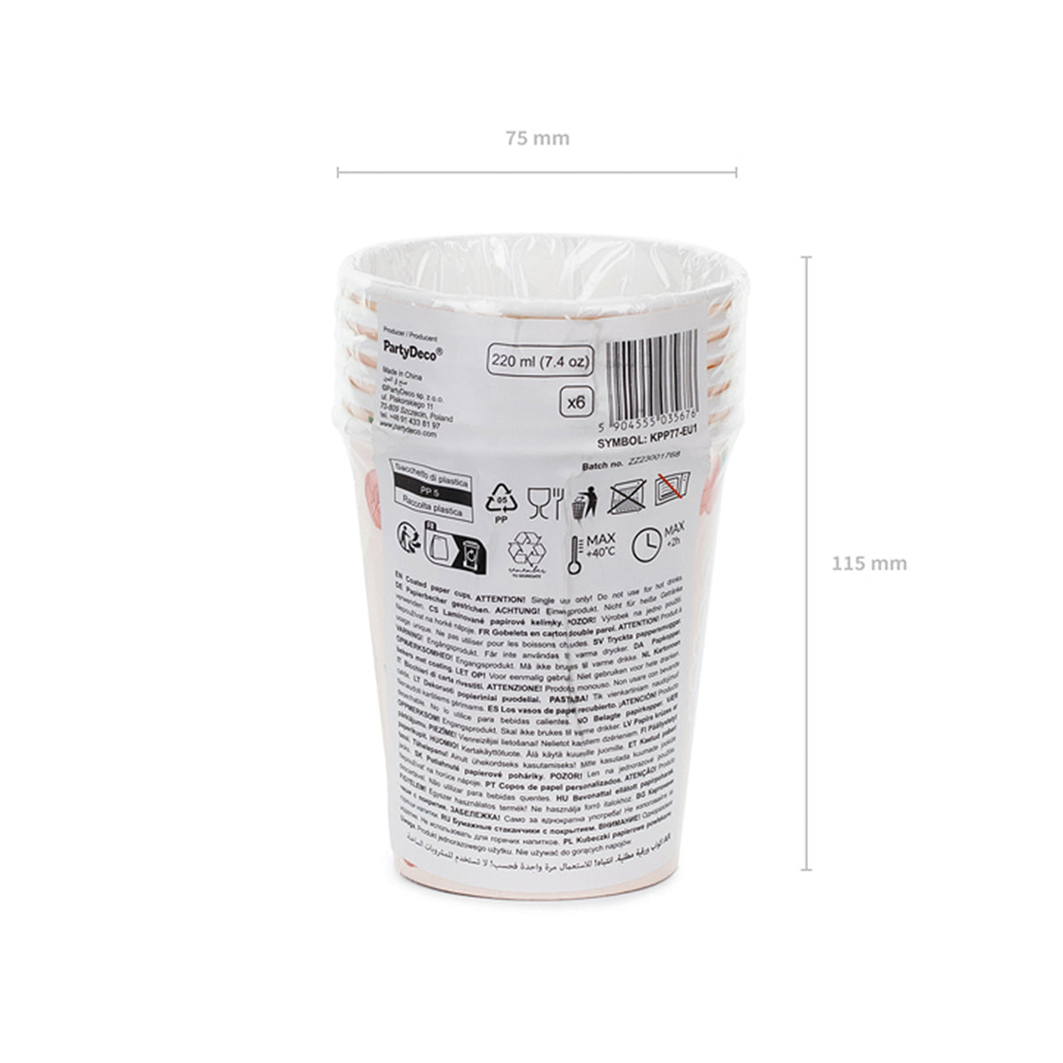 6 Papieren bekers Trend - 220ml - Horses