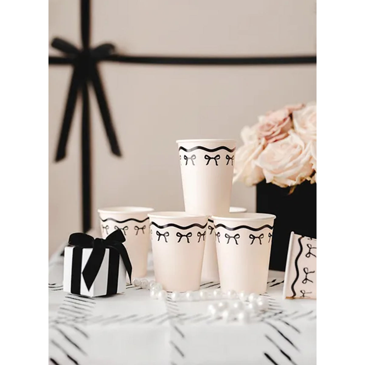 6 gobelets en carton - 220 ml - Rubans