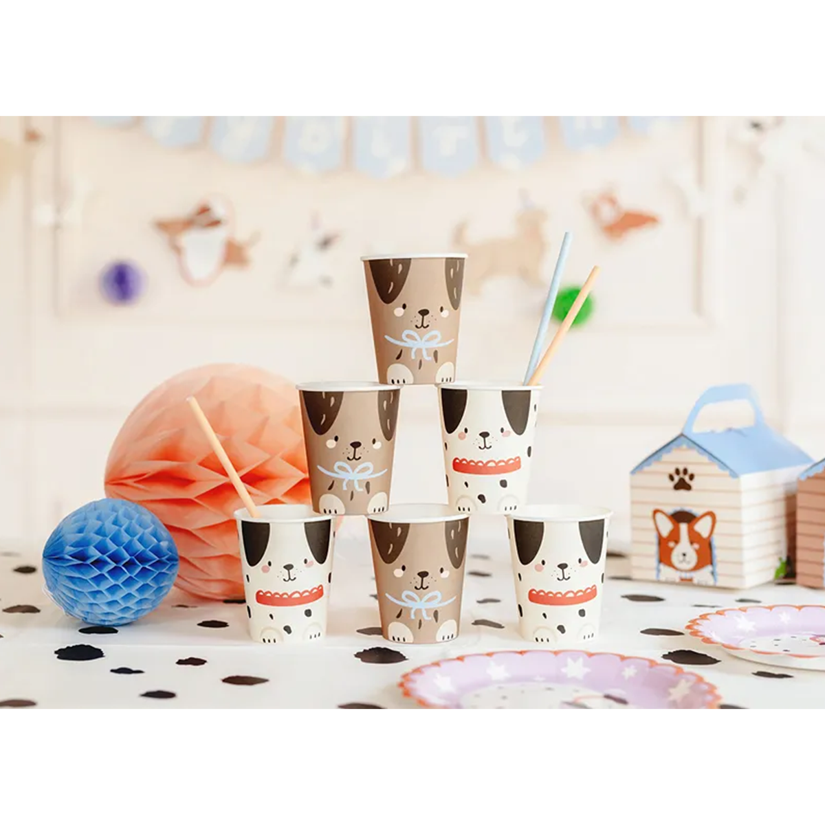 6 gobelets en carton - 220ml - Chiens