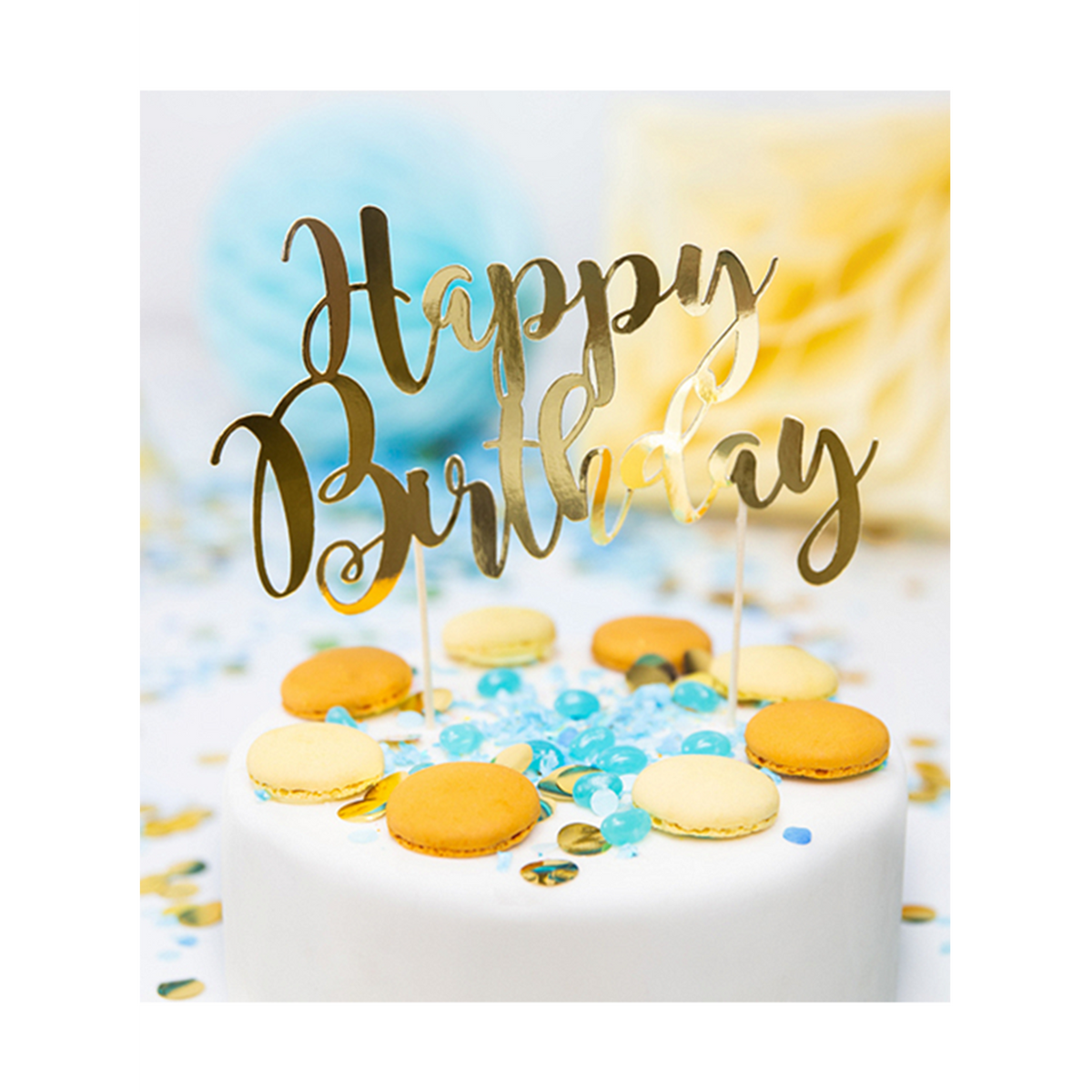 1 Cake Topper - Happy Birthday - Goud