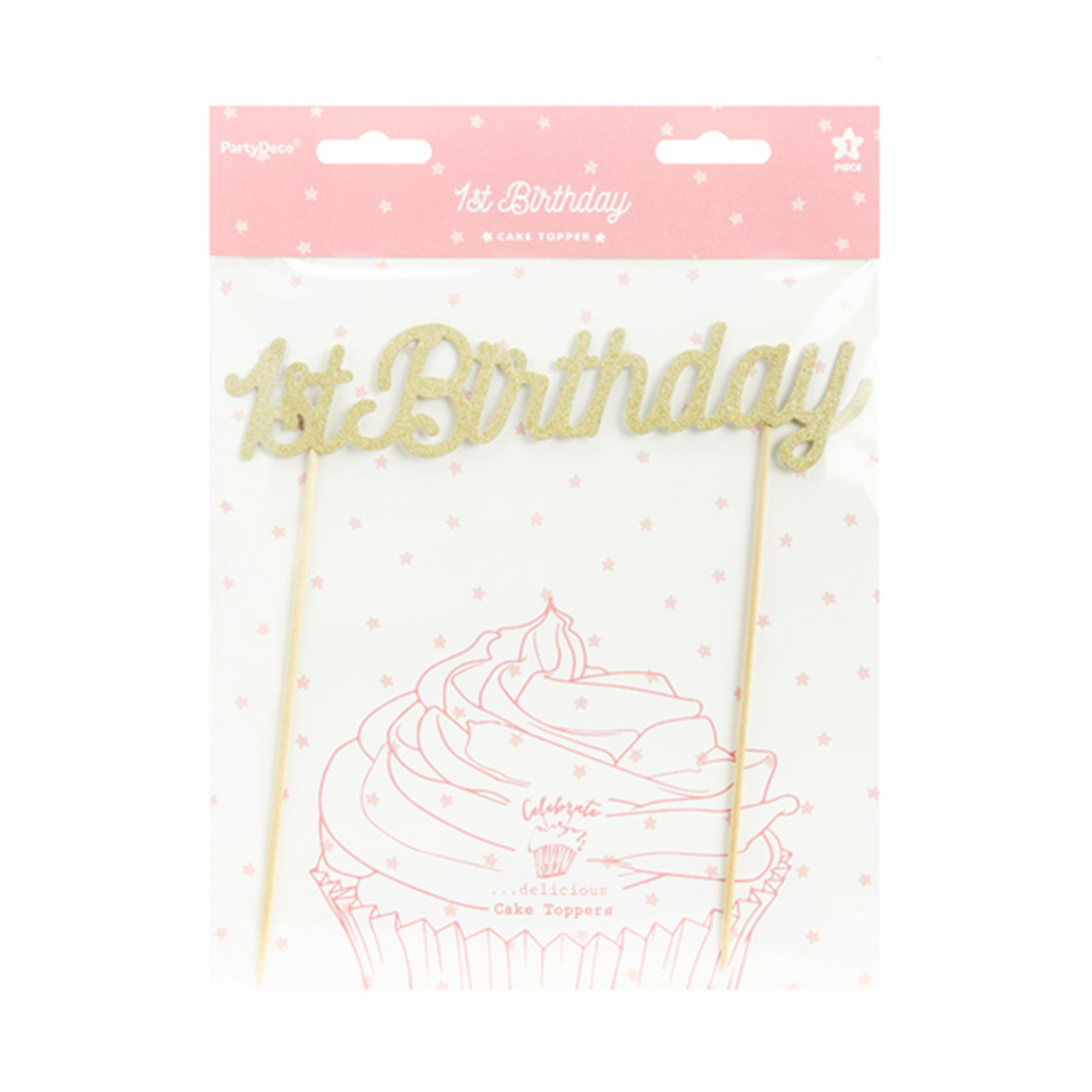 1 Cake Topper - 1er Anniversaire - Or
