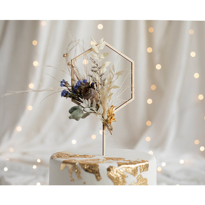 1 Cake Topper - Bois - Hexagone