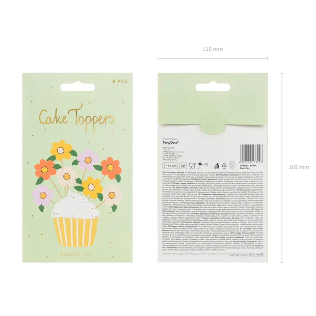8 Caketopper bloemen - mix