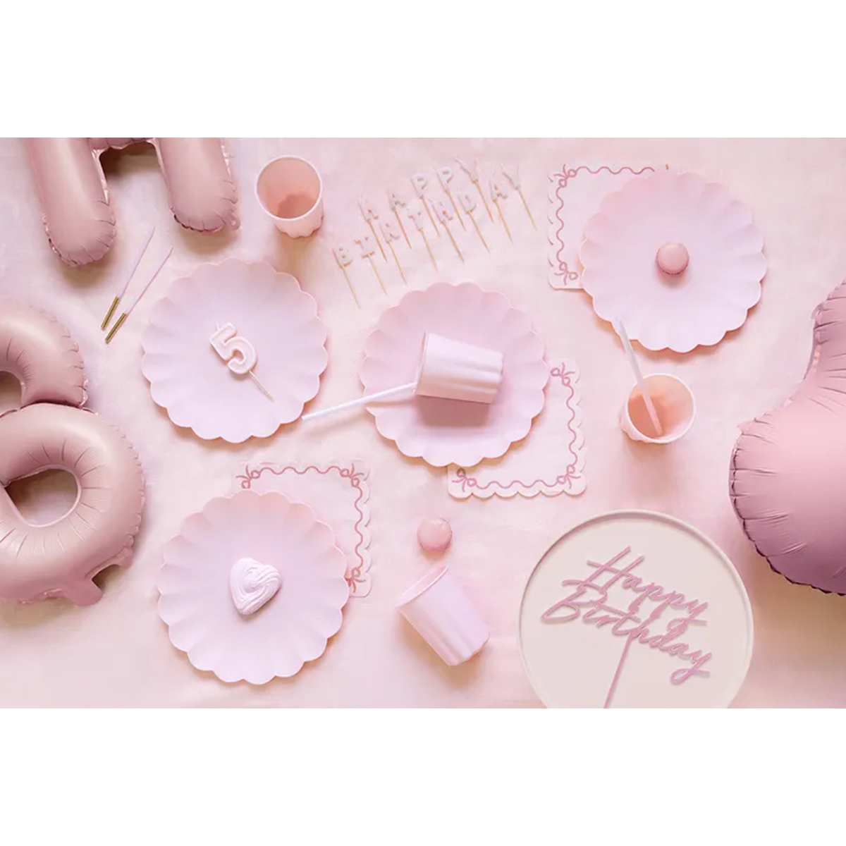1 Cake Topper en acrylique - Joyeux Anniversaire Rose