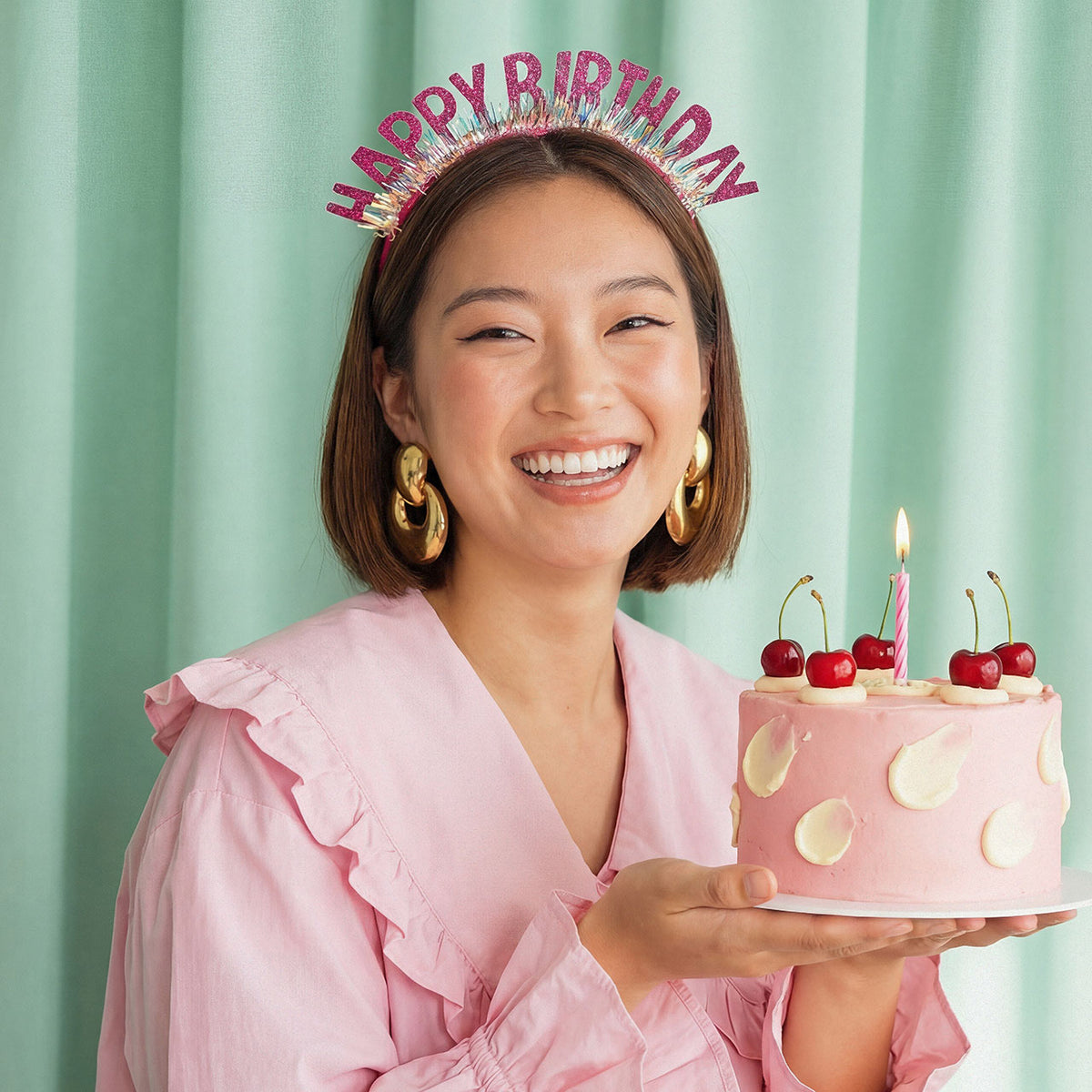 1 serre-tête - Joyeux Anniversaire - Rose