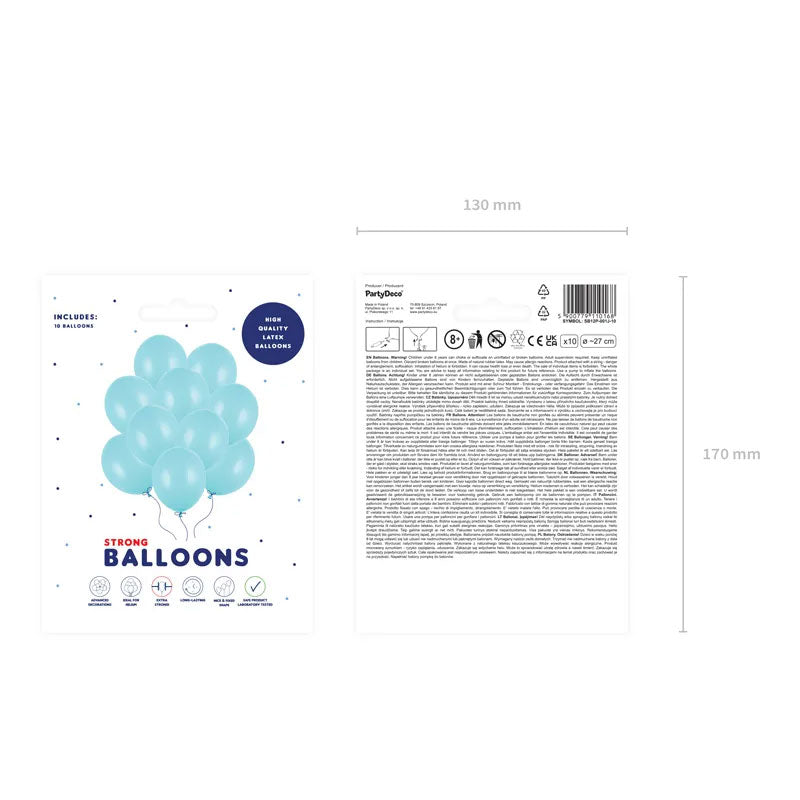 10 ballons de baudruche - Ø 27cm - Bleu clair pastel