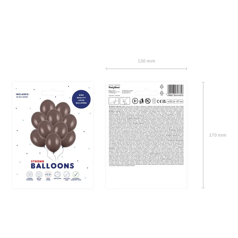 10 Ballonnen - Ø 27cm - Pastel Cocoa Brown