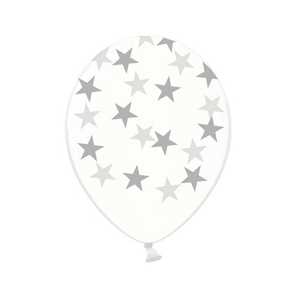 6 ballons à motifs transparents - Ø 30cm - Étoiles - Argent