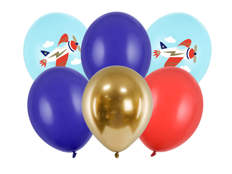 6 Folieballonnen - Ø 30cm - Vliegtuig
