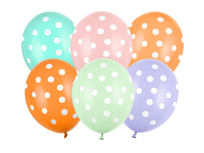 6 ballons à motifs - Ø 30cm - Dots - Mix