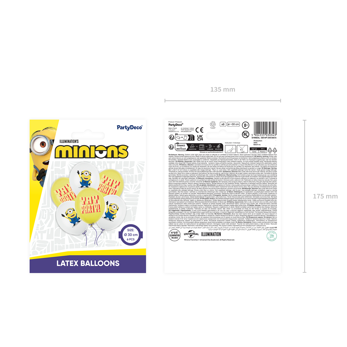 6 Folieballonnen - Minions - 30cm