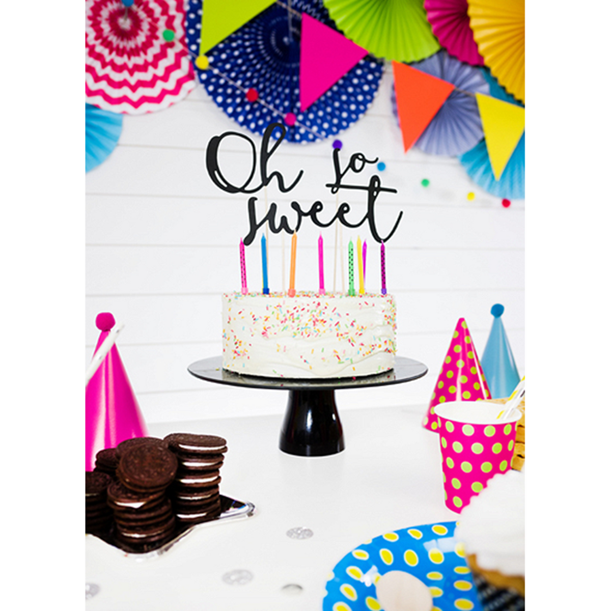 6 bougies de gâteau avec support - Couleurs assorties