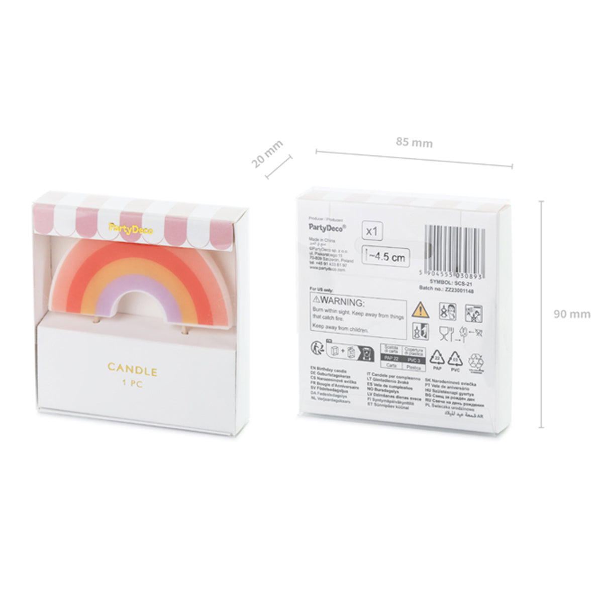 1 Bougie d'anniversaire - Arc-en-ciel