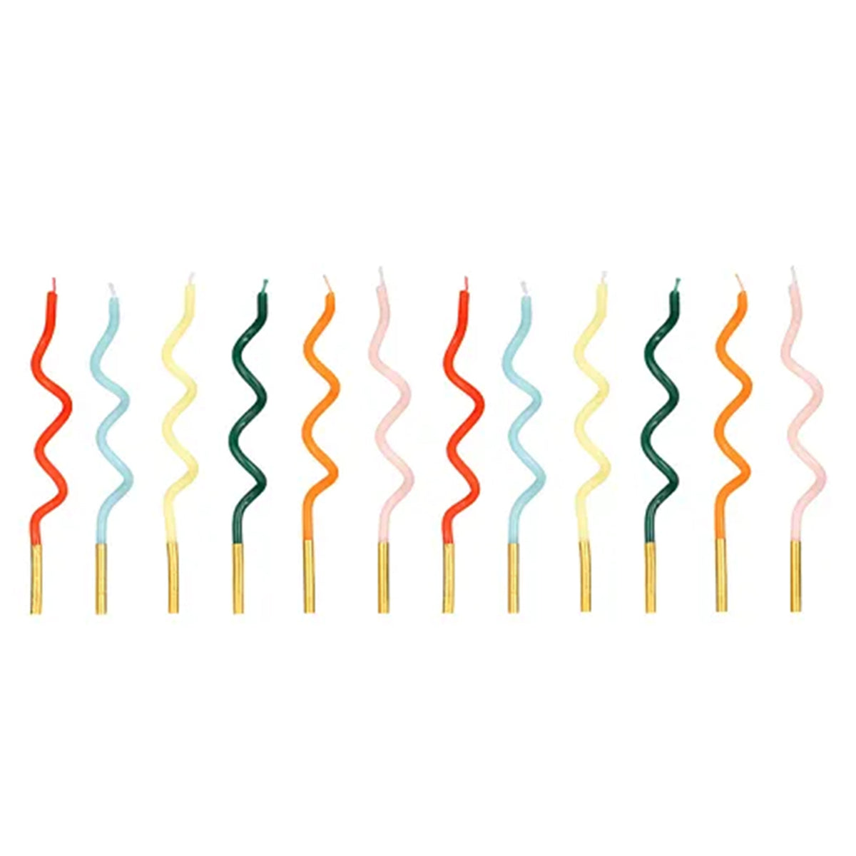 12 taartkaarsjes - Rainbow Curl
