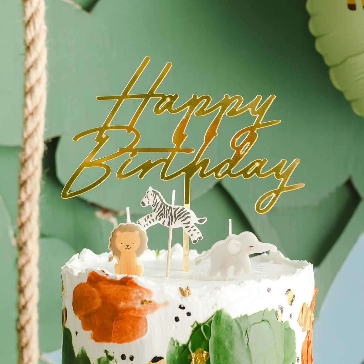 3 bougies gâteau - Safari