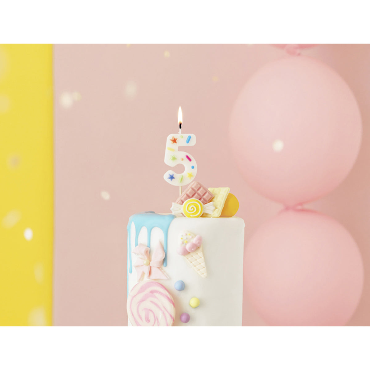 1 bougie d'anniversaire - Chiffre 5 - Confettis
