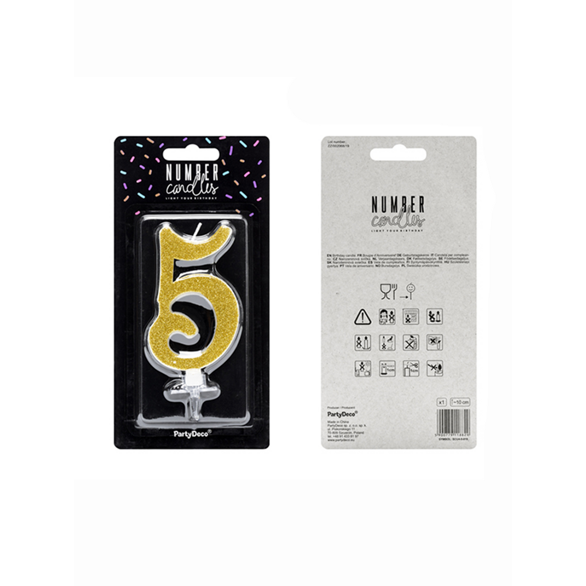 1 Bougie de gâteau XL - Chiffre 5 - Paillettes Dorées