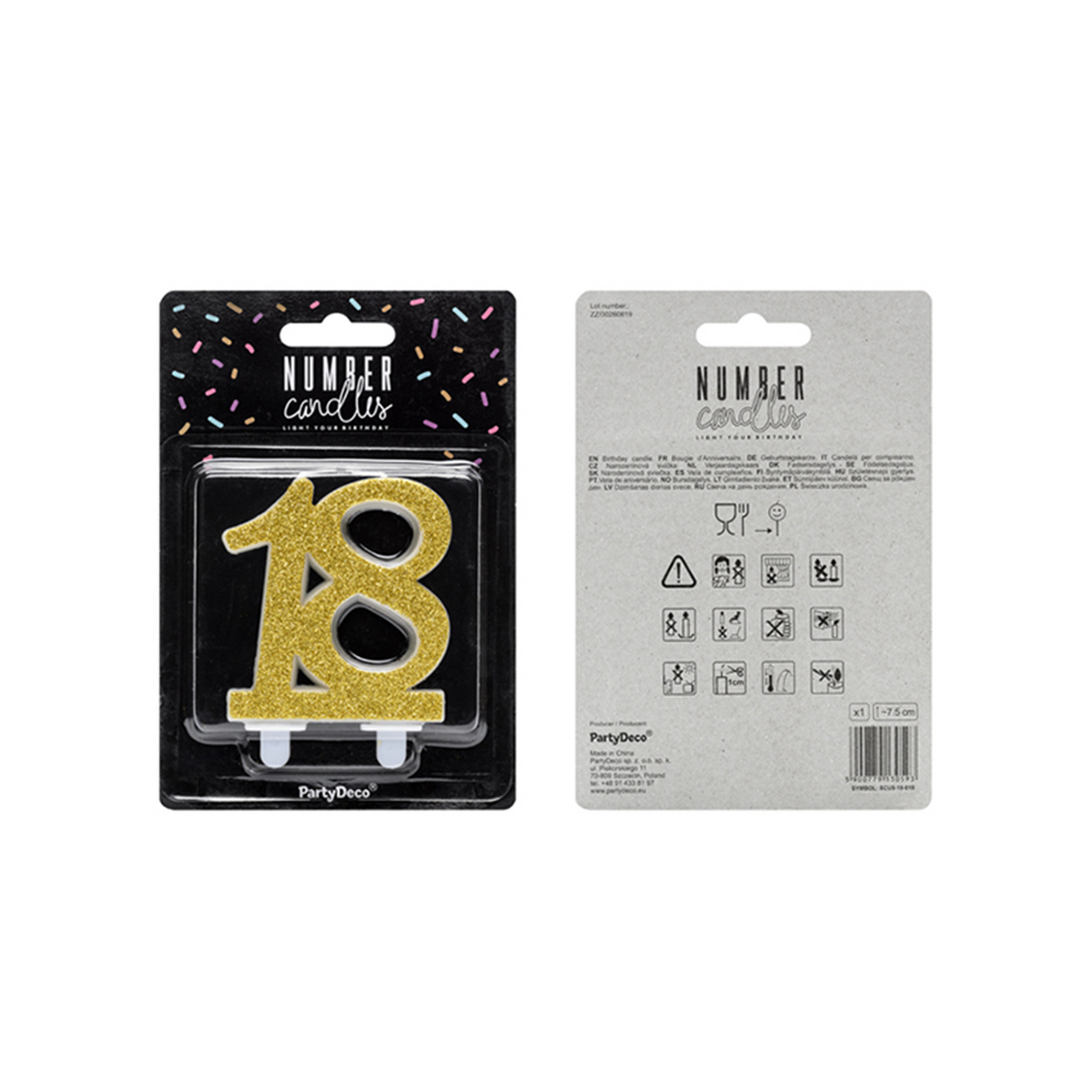 1 bougie de gâteau XL - Chiffre 18 - Or Pailleté