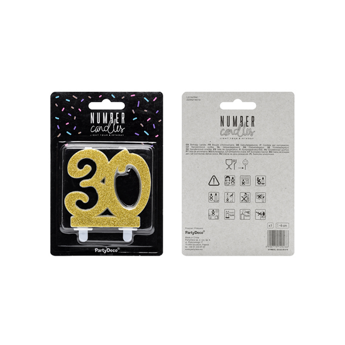 1 bougie de gâteau XL - Chiffre 30 - Or Pailleté