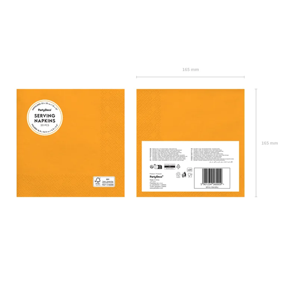 20 serviettes - orange clair