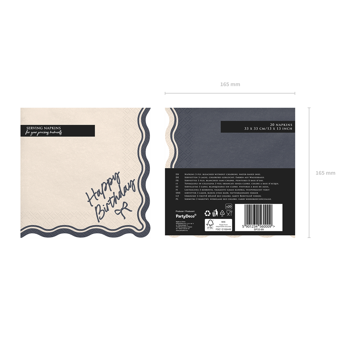 12 serviettes – Nœud Happy Birthday
