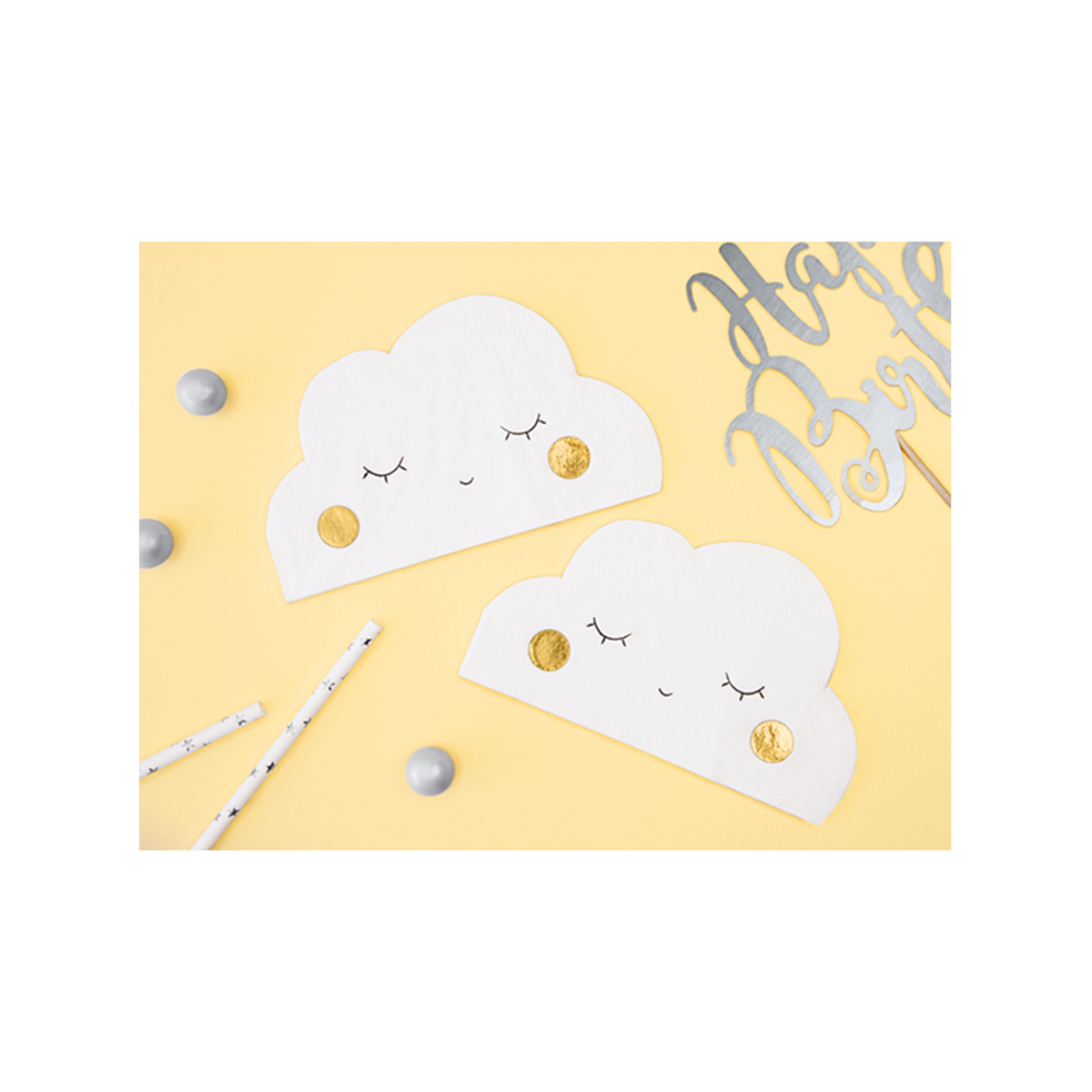 20 serviettes de table tendance - 16 cm - Nuage