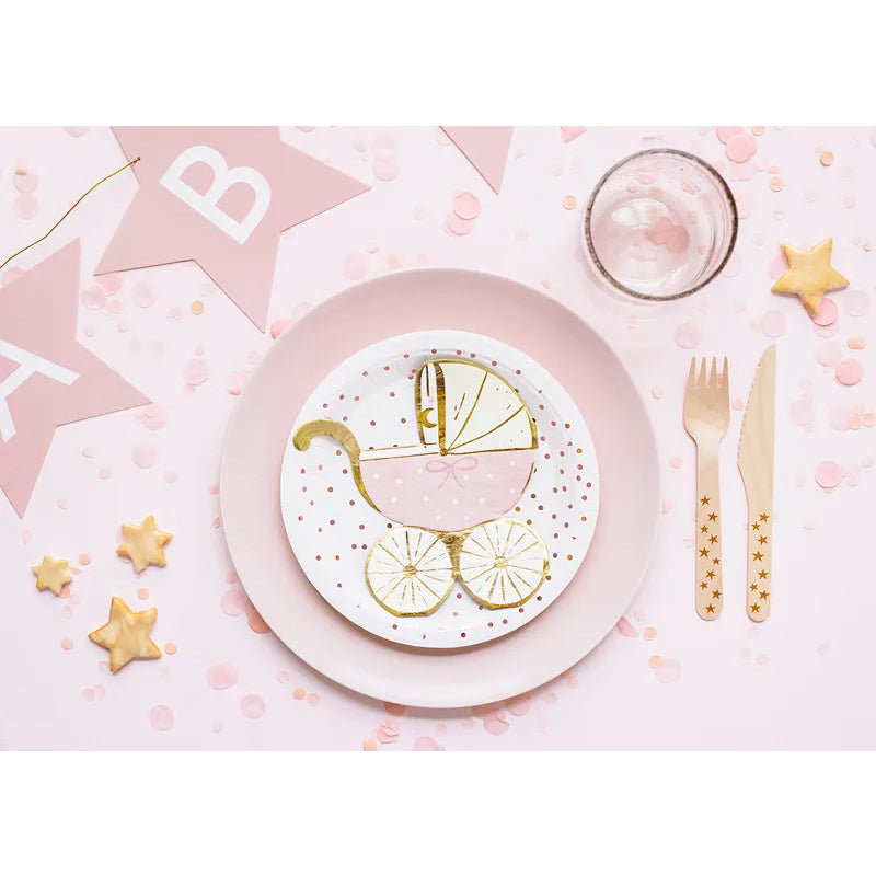 20 Serviettes tendance - 15cm - Landau bébé rose