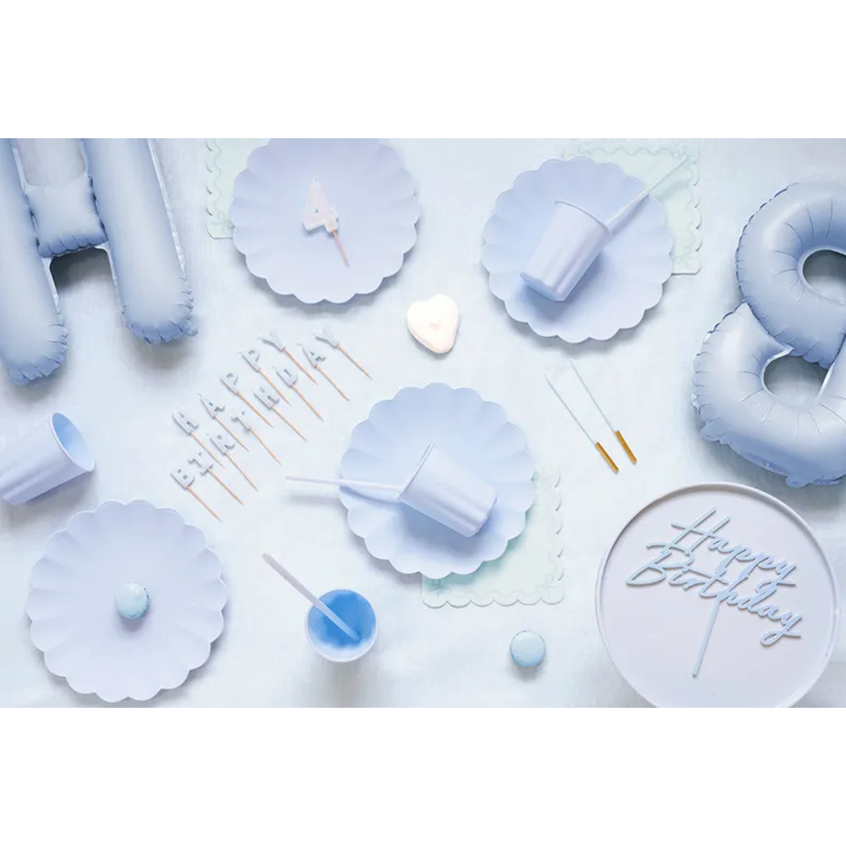 12 pailles en plastique - bleu clair