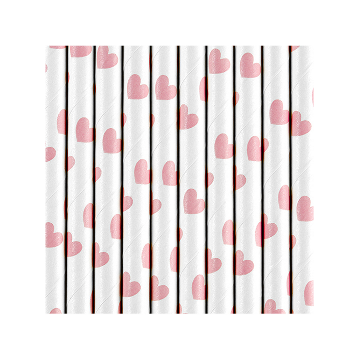 10 pailles en papier - Cœurs - Rose