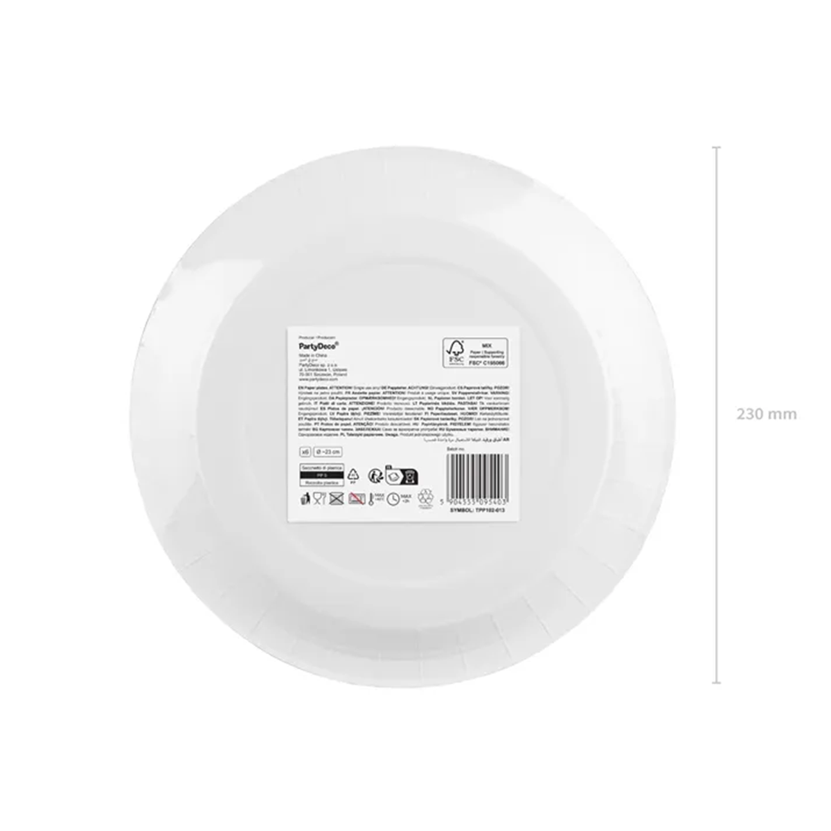 6 kartonnen borden - Beige - 23cm