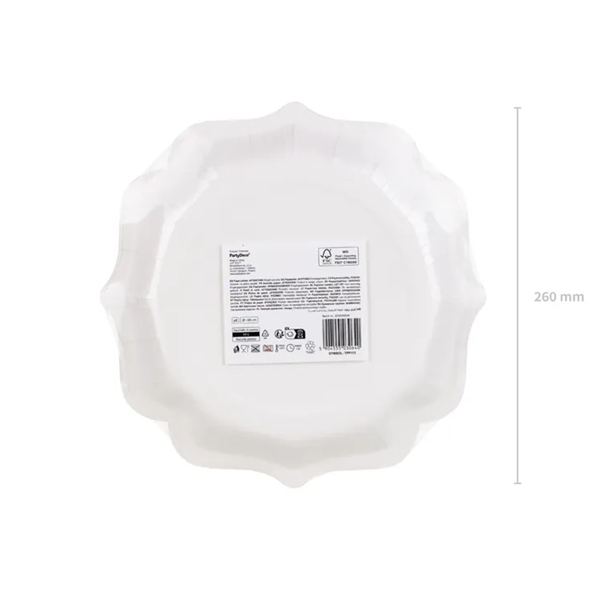6 Papieren borden - Decoratief ornament wit - 26 cm