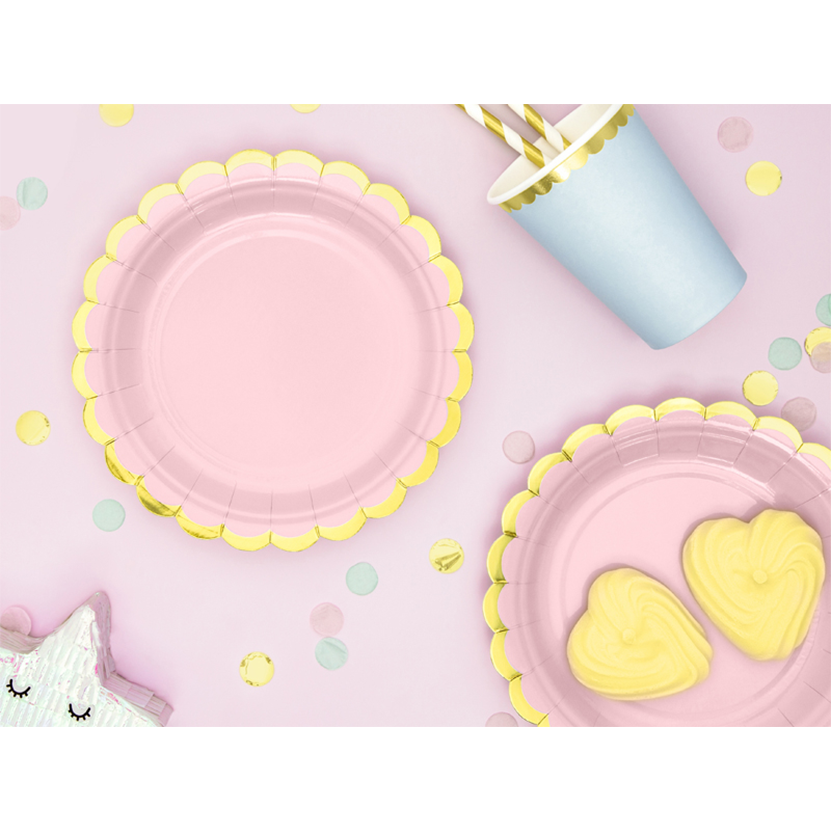 6 assiettes en carton Tendance - Ø 18cm - Rose pastel