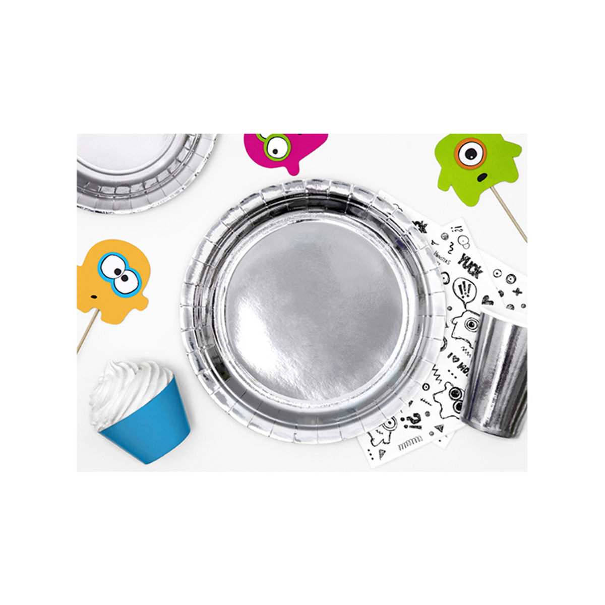 6 assiettes en carton Tendance - Ø 23cm - Argent