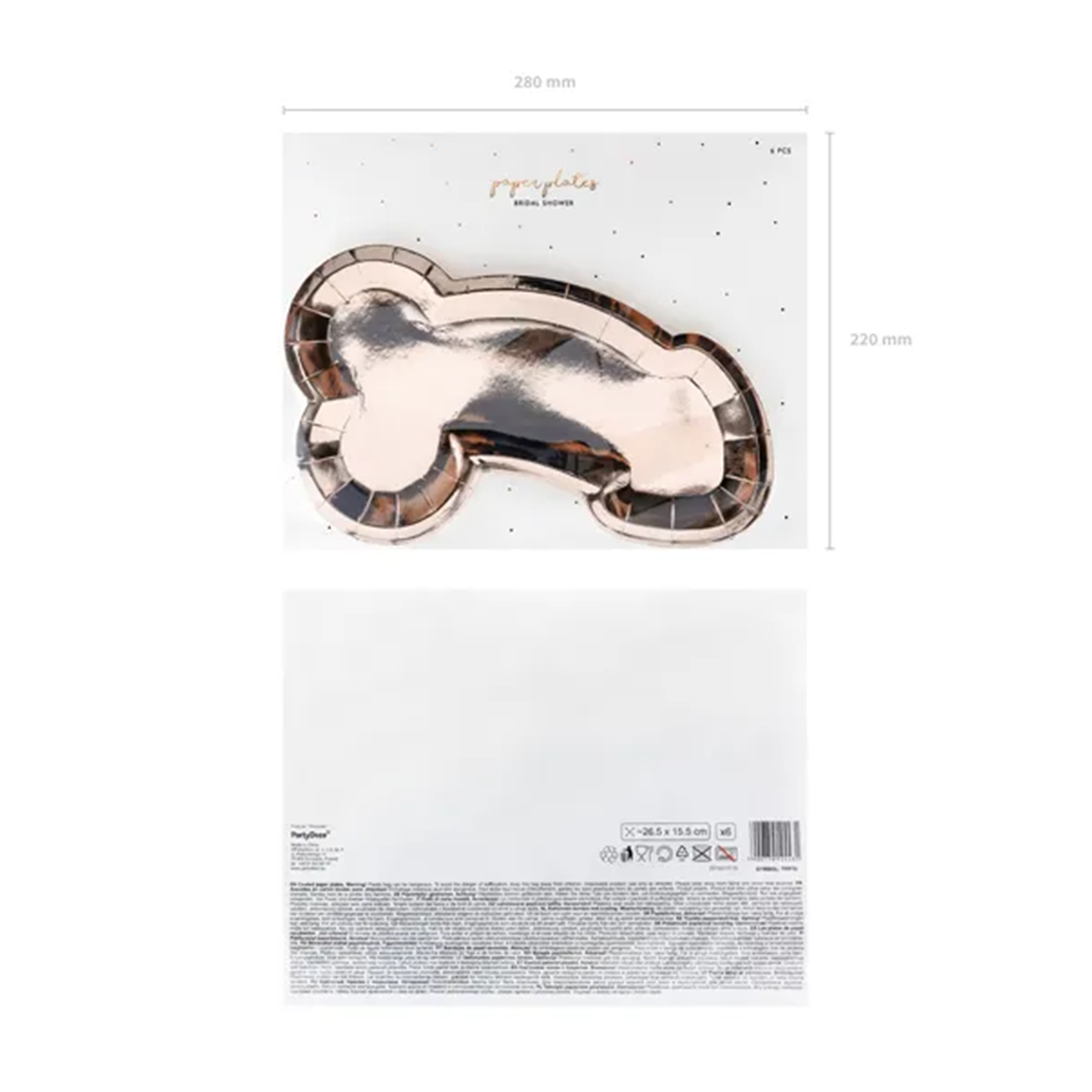 6 assiettes en carton - Same penis forever - Or rose