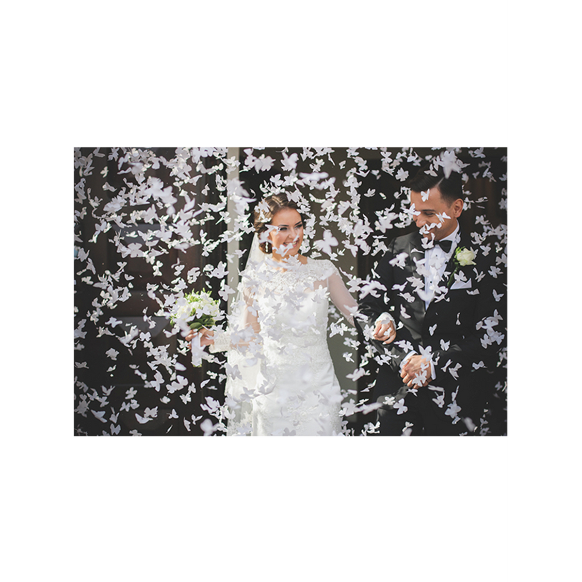 1 Canon à confettis XL - 60cm - Papier - Papillons - Blanc