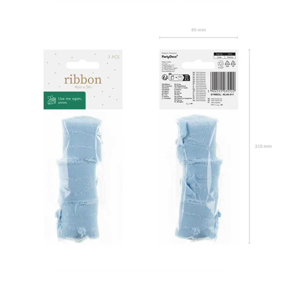 3 Chiffonlinten - Blauw - 40mm