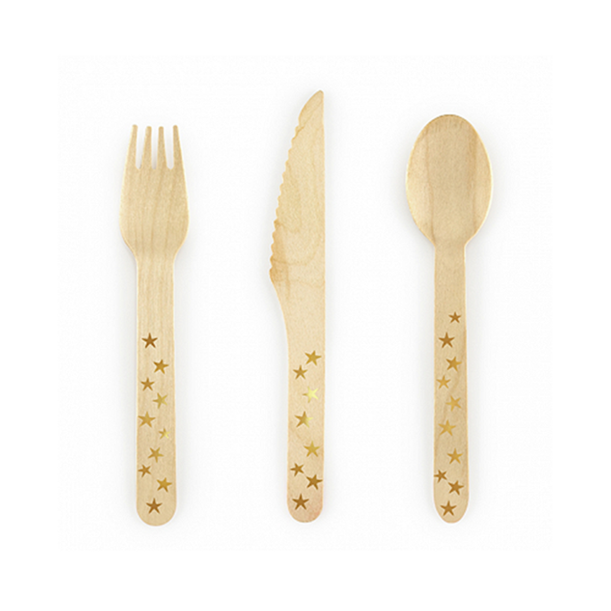 Houten bestek – 18-delige set – Stars Goud