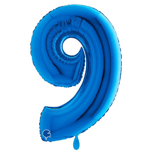 1 Ballon XXL - Nummer 9 - Blauw