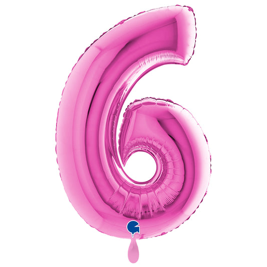 1 ballon XXL - Chiffre 6 - Fuxia