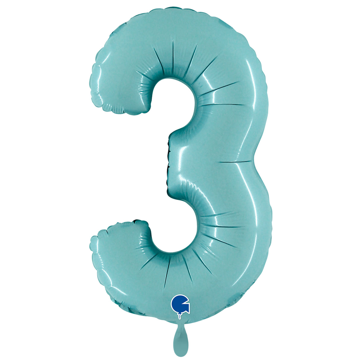 1 Ballon XXL - Chiffre 3 - Bleu Pastel