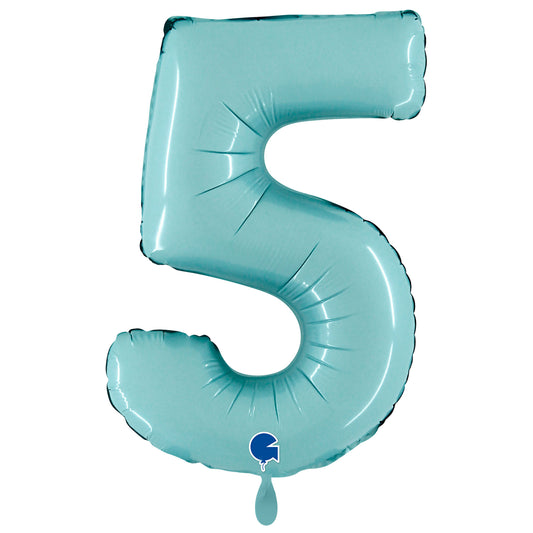 1 Ballon XXL - Chiffre 5 - Bleu pastel