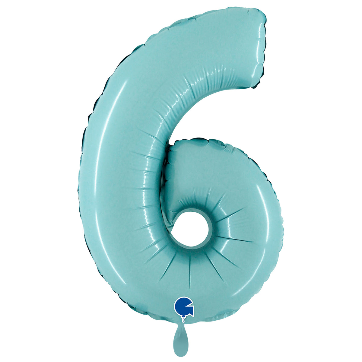 1 Ballon XXL - Zahl 6 - Pastellblau